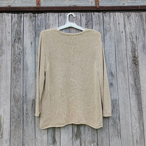 J. Jill Silk Nylon Lightweight Beachy Pullover Oatmeal Sweater Women’s Size M - Picture 3 of 5